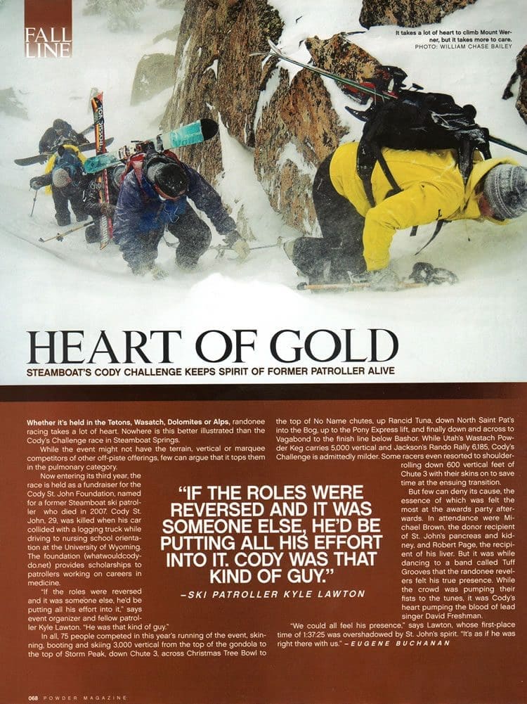 Powder Magazine Nov 2010 Codys Challenge - Heart of Gold
